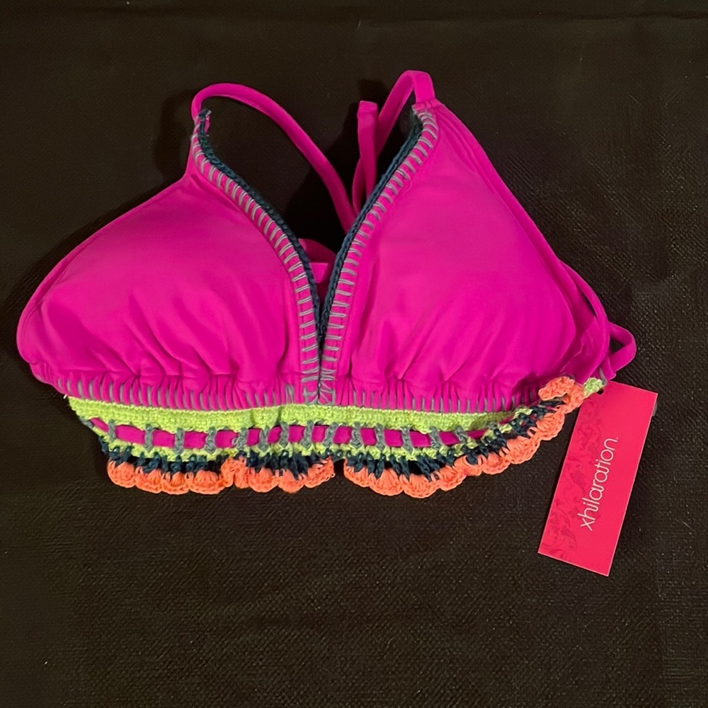Magenta triangle swimsuit top